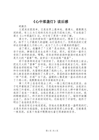 心中那盏灯读后感