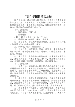 游学团日活动总结