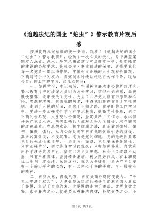 逾越法纪的国企蛀虫警示教育片观后感