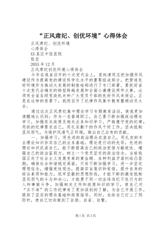 正风肃纪创优环境心得体会