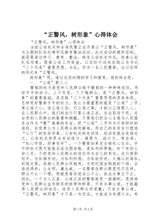 正警风，树形象心得体会