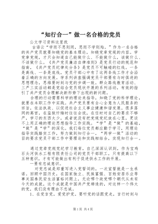 知行合一做一名合格的党员