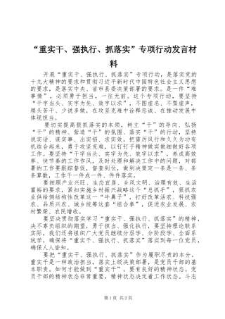 重实干强执行抓落实专项行动讲话材料