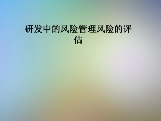 研发中的风险管理风险的评估