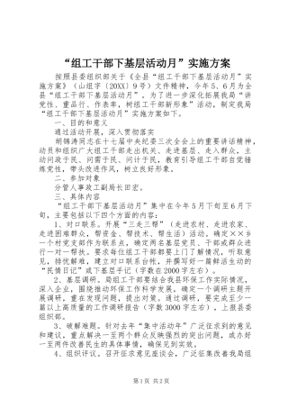 组工干部下基层活动月实施方案