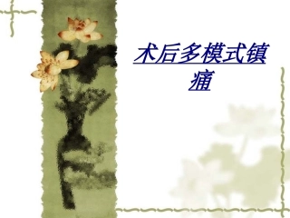 医学术后多模式镇痛