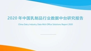 中国乳制品行业数据中台研究报告