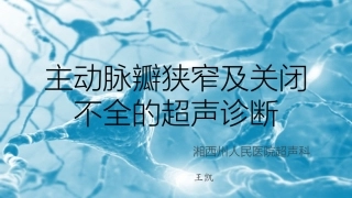 主动脉瓣狭窄及关闭不全的超声诊断