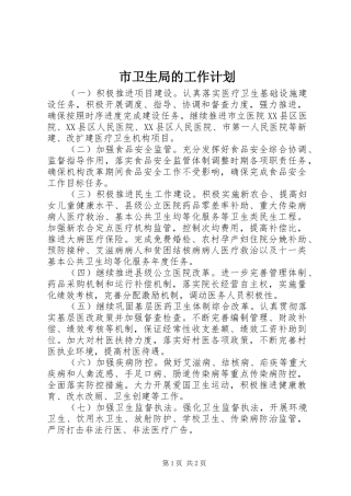 市卫生局的工作计划