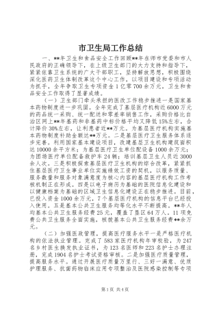 市卫生局工作总结
