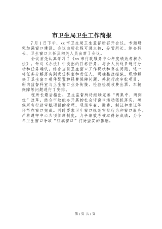 市卫生局卫生工作简报