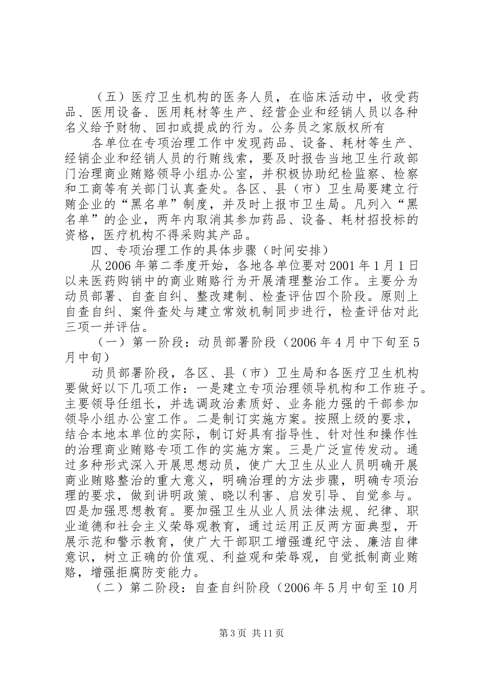 市卫生局治理商业贿赂专项工作实施意见_第3页