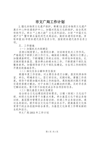 市文广局工作计划