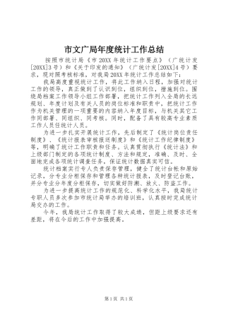 市文广局年度统计工作总结