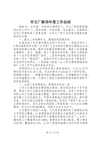 市文广新局年度工作总结