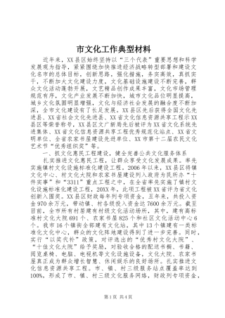 市文化工作典型材料
