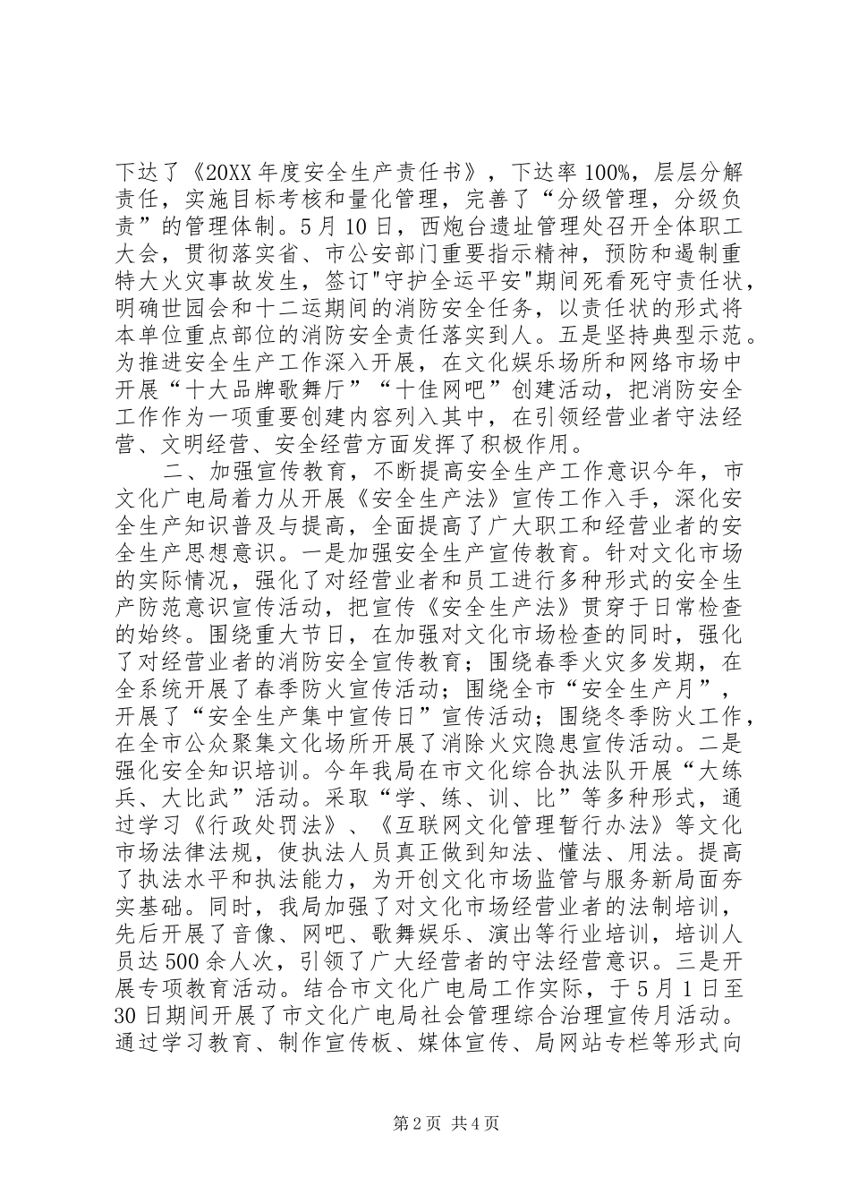 市文化广播电影电视局安全生产工作情况汇报_第2页