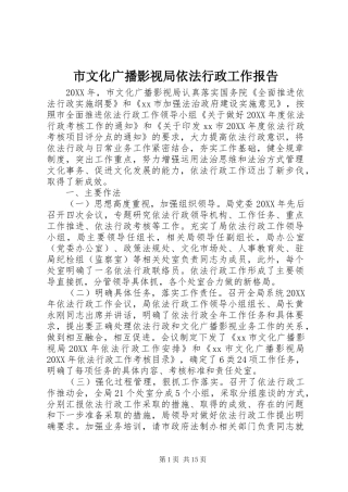 市文化广播影视局依法行政工作报告