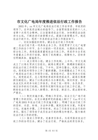 市文化广电局年度推进依法行政工作报告