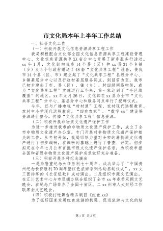 市文化局本年上半年工作总结