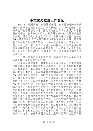 市文化局党建工作意见