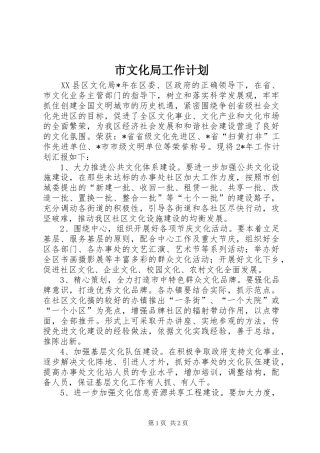 市文化局工作计划