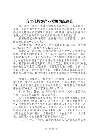 市文化旅游产业发展情况调查
