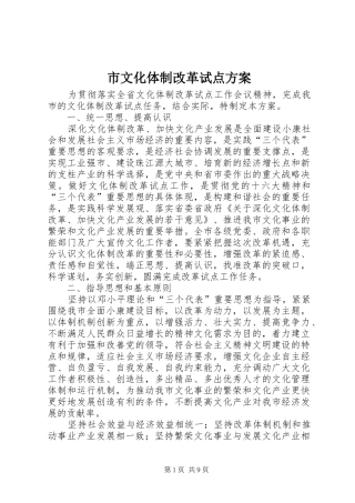 市文化体制改革试点方案