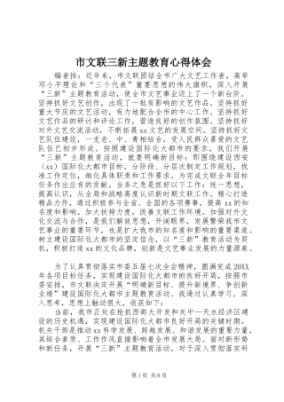 市文联三新主题教育心得体会