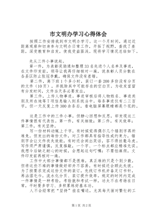市文明办学习心得体会
