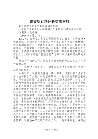 市文明行动经验交流材料