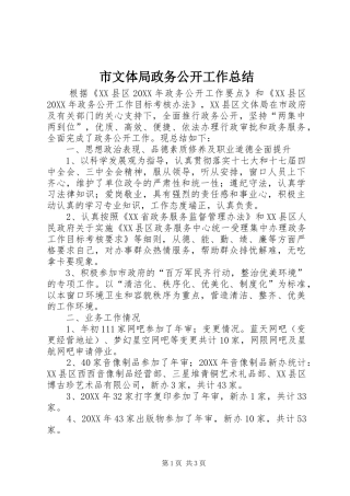 市文体局政务公开工作总结