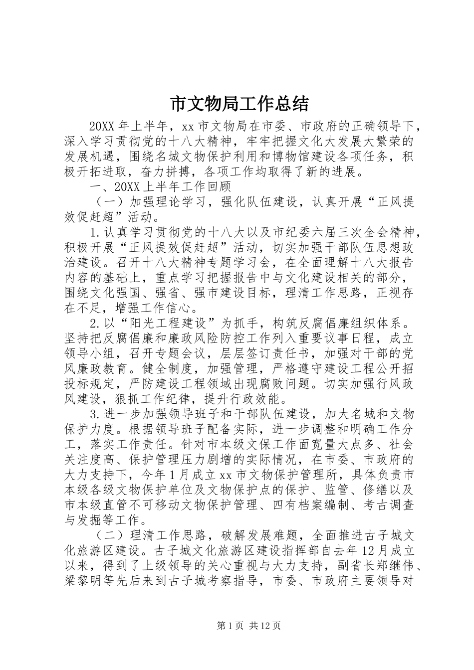 市文物局工作总结_第1页