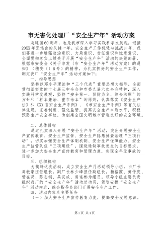 市无害化处理厂安全生产年活动方案