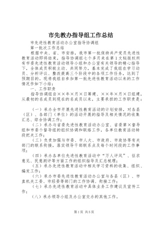 市先教办指导组工作总结