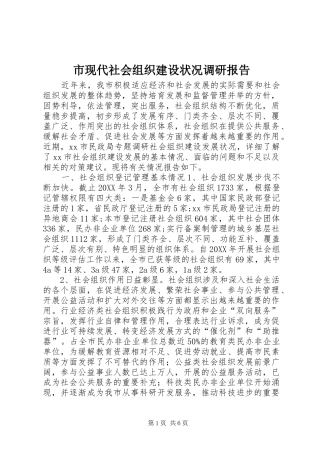 市现代社会组织建设状况调研报告