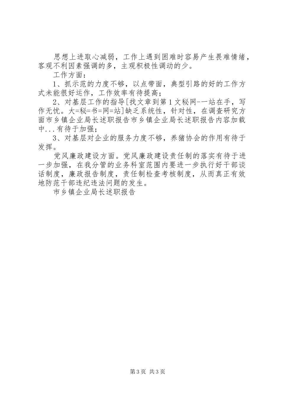 市乡镇企业局长述职报告_第3页
