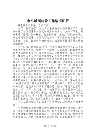 市小城镇建设工作情况汇报