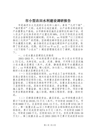 市小型农田水利建设调研报告