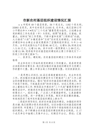 市新农村基层组织建设情况汇报
