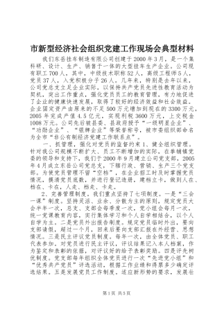 市新型经济社会组织党建工作现场会典型材料