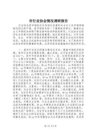 市行业协会情况调研报告