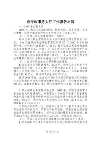 市行政服务大厅工作报告材料