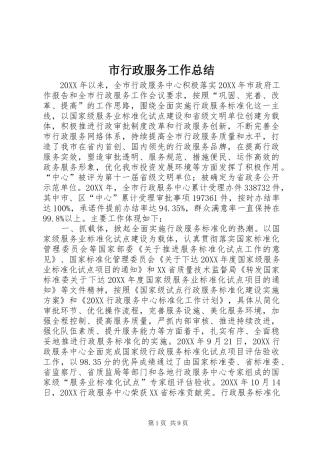 市行政服务工作总结