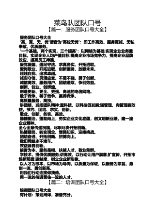 口号标语之菜鸟队团队口号