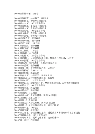 口袋妖怪漆黑的魅影之妖怪图鉴大全及捕捉位置概要
