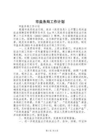 市盐务局工作计划