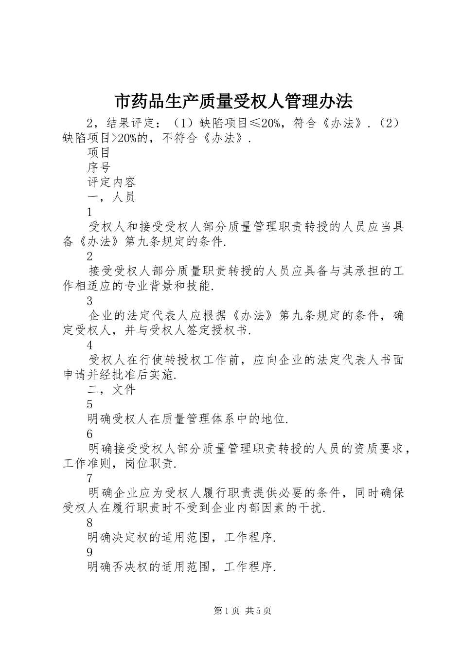 市药品生产质量受权人管理办法_第1页