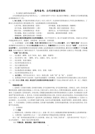 古代诗歌鉴赏资料(史上最全最实用)