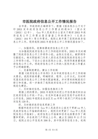 市医院政府信息公开工作情况报告
